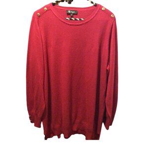 Ladies Size: 1X - Red Knit Top w/ Gold Buttons
